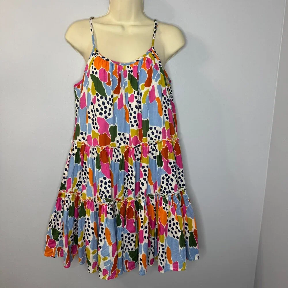 THML Spotted Multi Print Swim Sundress Adjustable Strap Beach Vacation Sz. XS - Picture 2 of 13